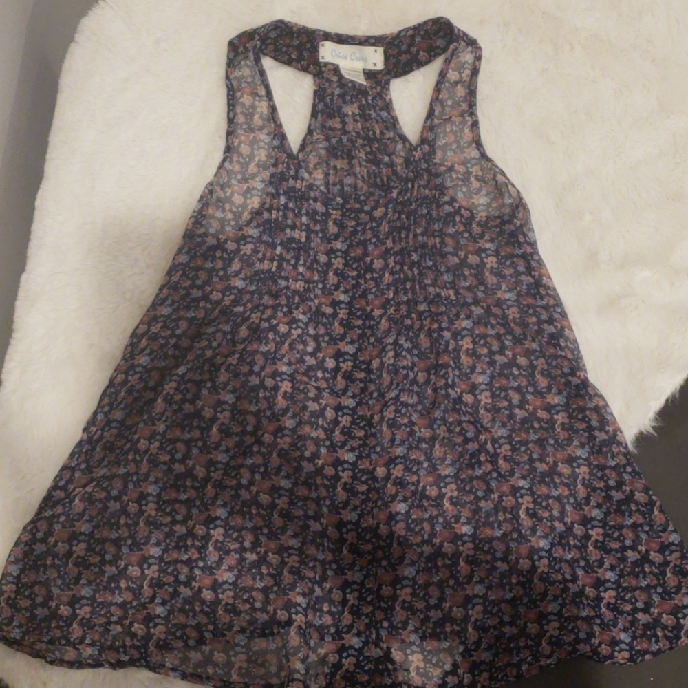 Floral Print Sheer Razorback Flowy Tank